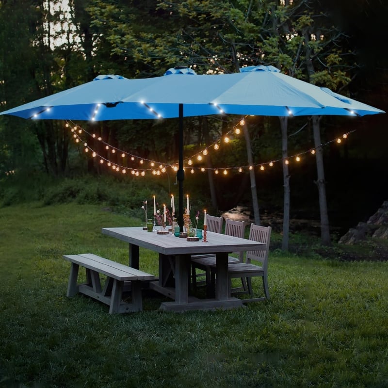 15x9ft Extra-Large Double-Sided Rectangular Outdoor Patio Umbrella