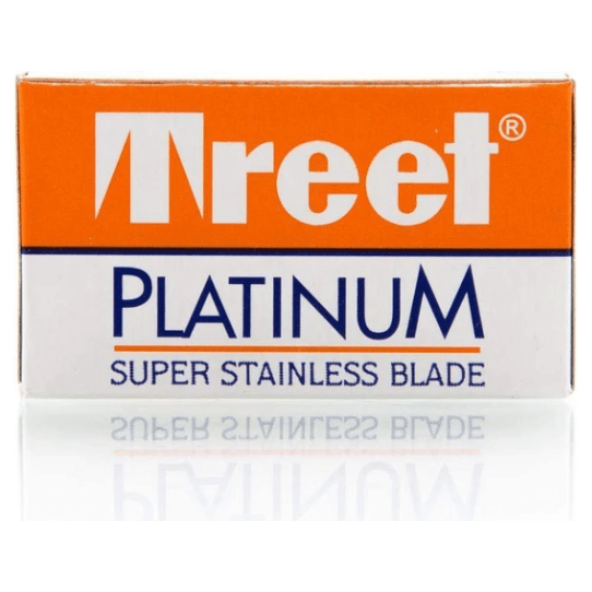 Treet Platinum Super Stainless Double-Edge Razor Blades by Pasteur Pharmacy, set of 10 blades for safety razors.