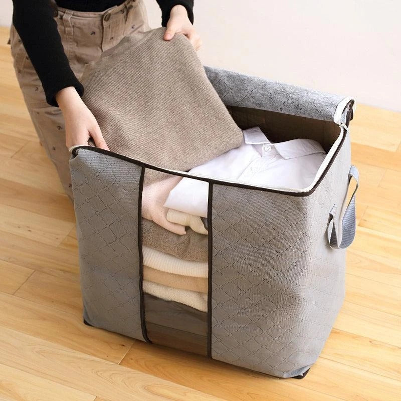Large non-woven quilt storage bag for clothing, dustproof moving and organization container
