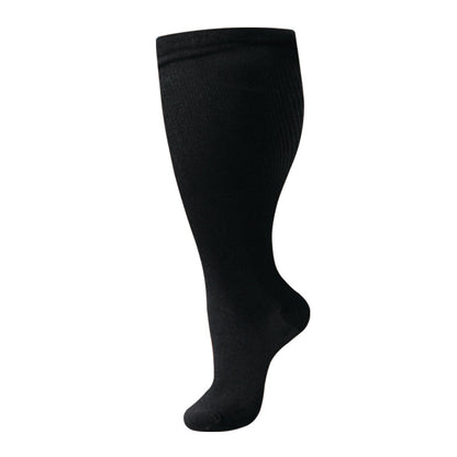 Plus-size nylon compression socks for men and women, nurse-style design in a neutral color