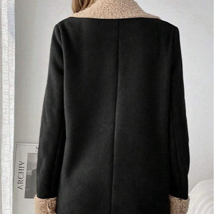 Women's suede and corduroy-blend lambswool coat