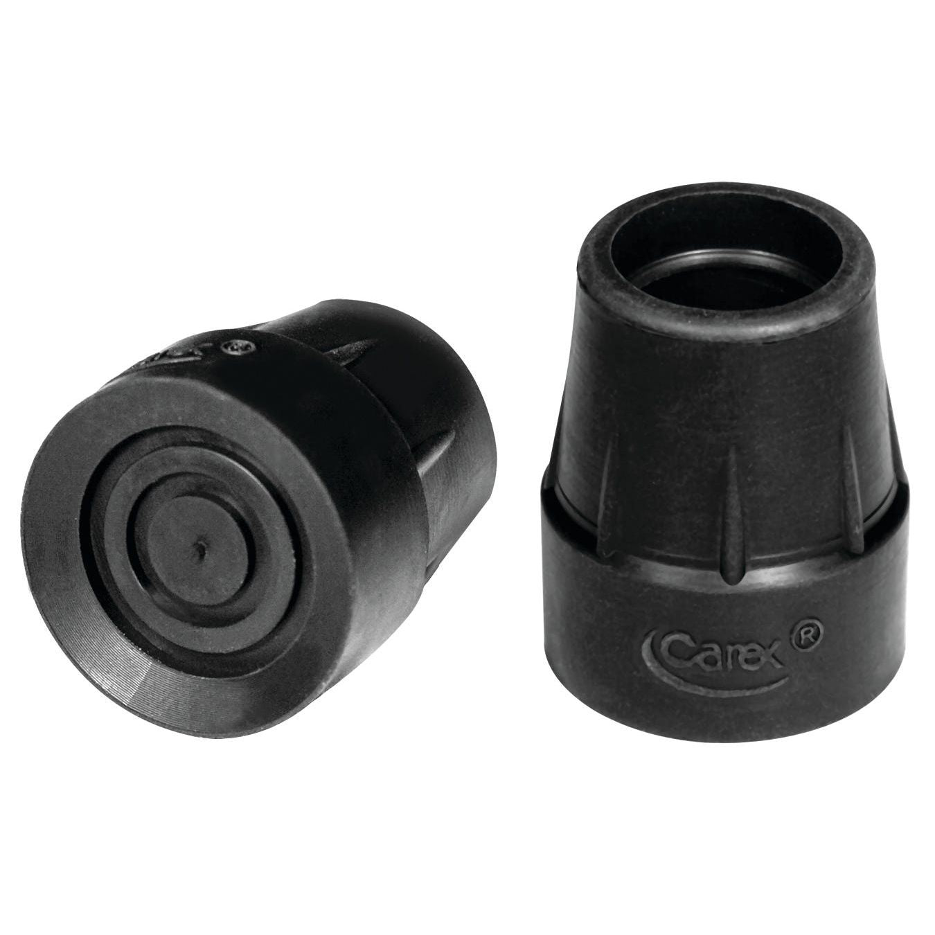 CareMates 1-Inch Rubber Cane Tips, Black, 1 Pair – Heavy Duty & Slip-Resistant Replacement