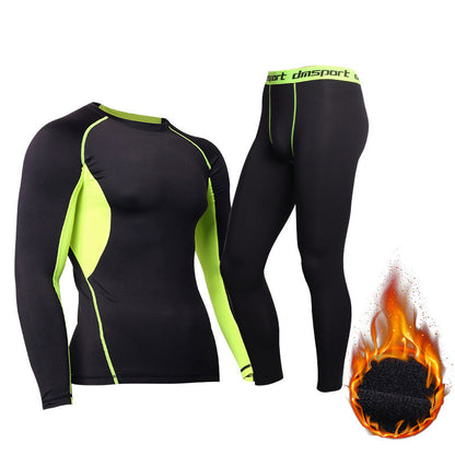 Winter men's thermal underwear set, warm long-sleeve top and bottoms in a close-fitting design