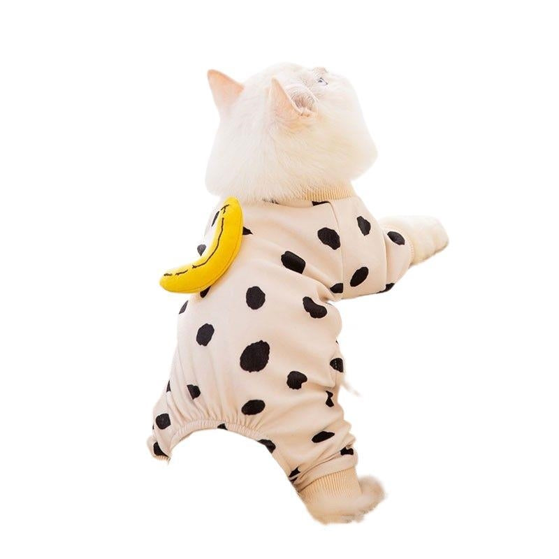 Cute kitty pet clothes anti-lint garment for cats, soft fabric design in a cozy indoor setting