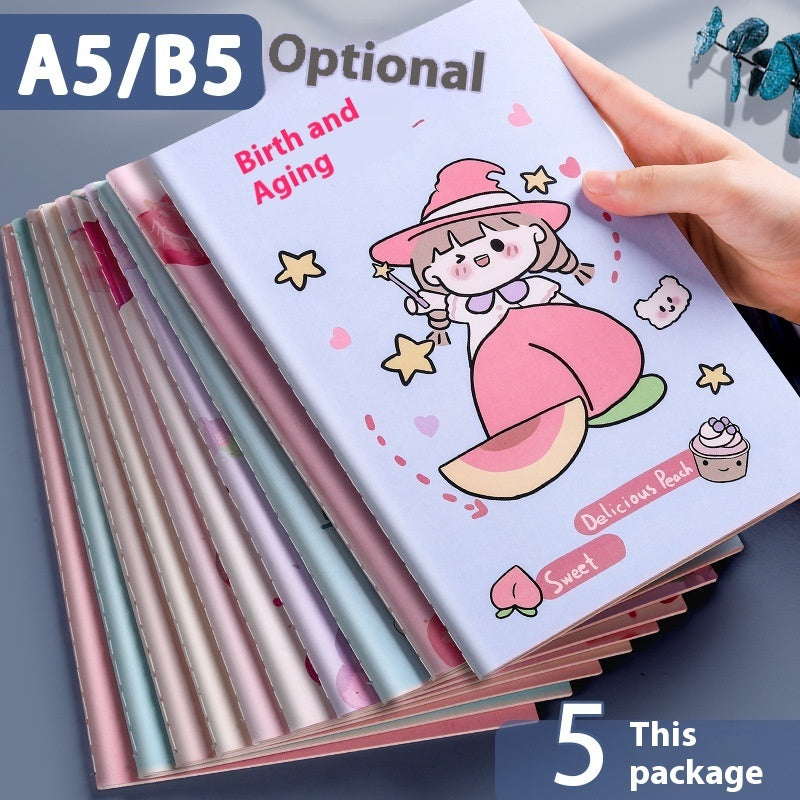Thickened A5/B5 practice notebook with simple girl-heart design and durable paper cover