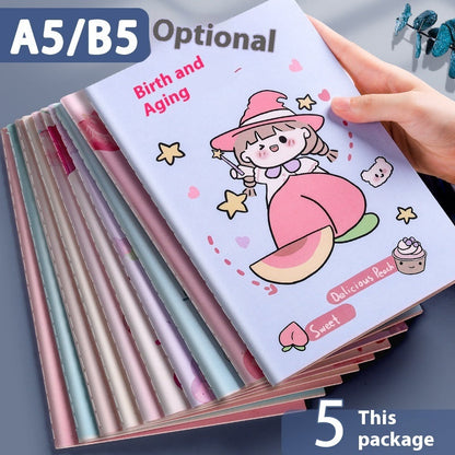 Thickened A5/B5 practice notebook with simple girl-heart design and durable paper cover