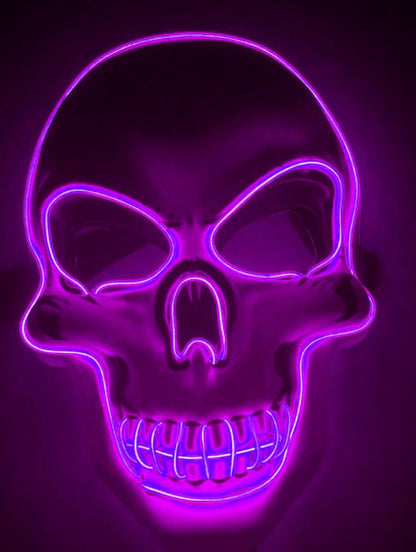 LED glow Halloween skeleton mask with a scary skull design, front view