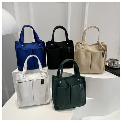 Plain-colored My Store tote bag lunch box for students, compact insulated design with handles
