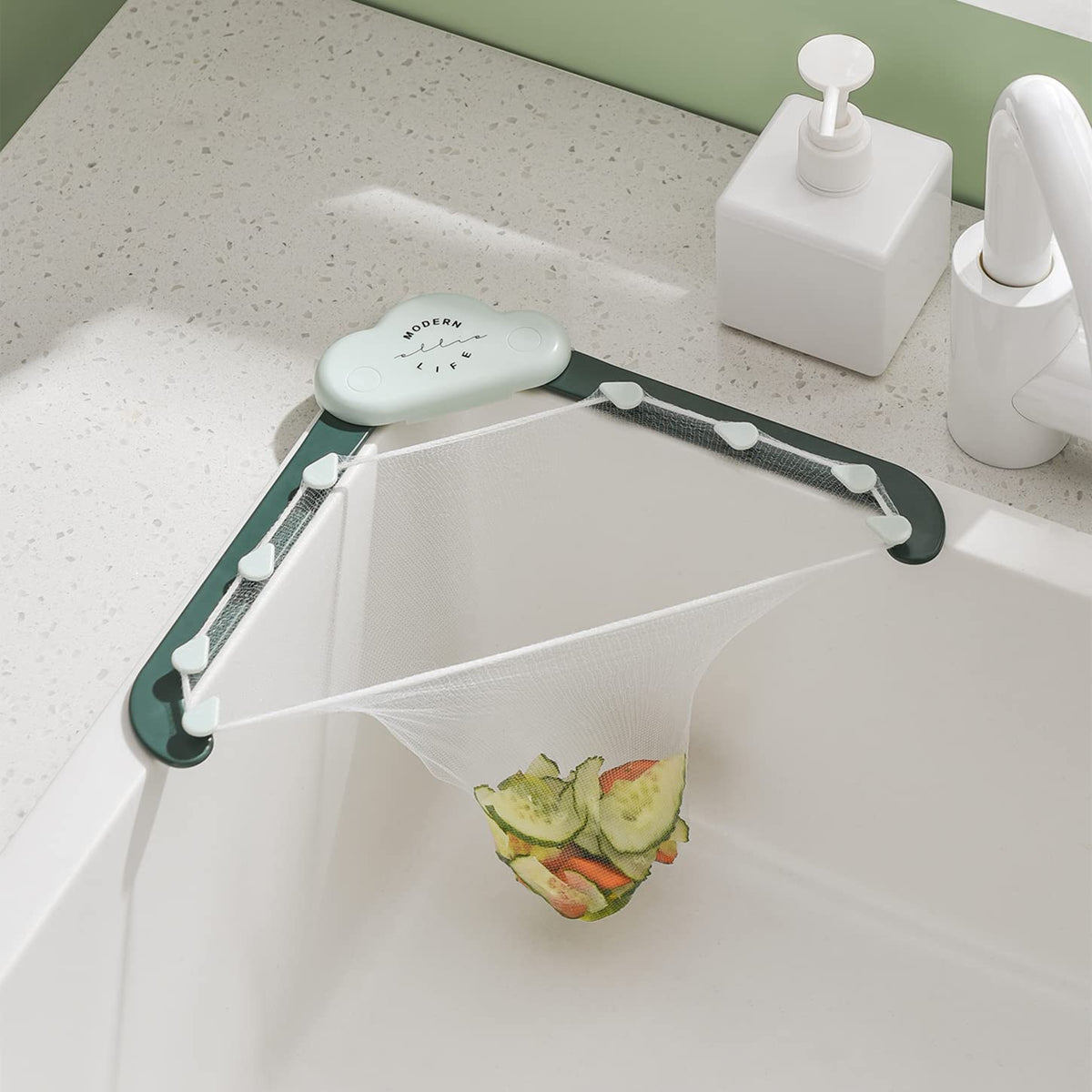 Triangular cloud sink drain rack garbage filter screen for kitchen leftovers and rice, anti-blocking dishwashing gadget