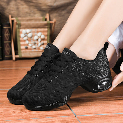 Spring and summer mid-heel mesh soft-soled modern dance shoes in a lightweight design