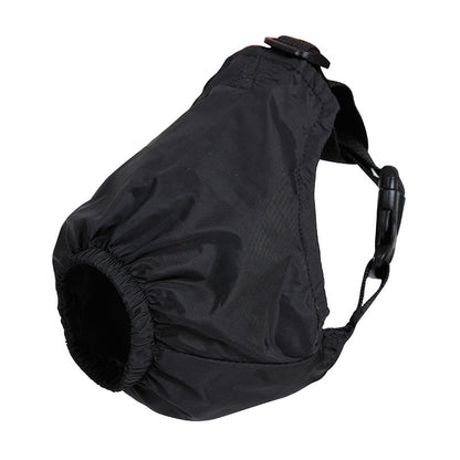 Stable Eye Mask, soft protective horse eye cover in black fabric with adjustable straps