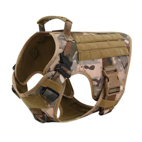 Military tactical adjustable dog harness for German Shepherd, durable back view with secure straps