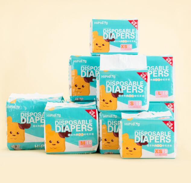 10-piece pack of disposable dog diapers, pet-friendly design in assorted sizes