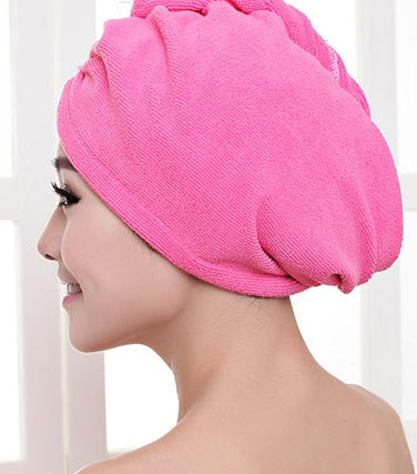 Women's absorbent hair dryer cap towel for drying hair after washing
