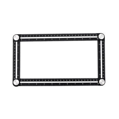 Four-sided ruler with clear measurement markings on all edges
