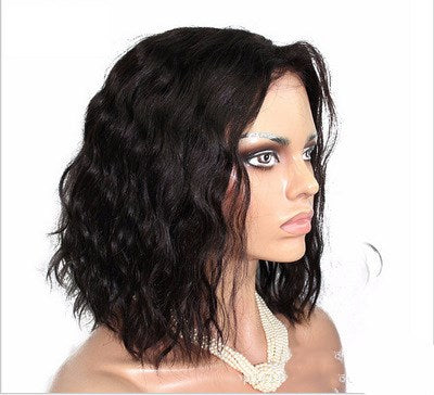 African short curly headgear with tightly coiled curls in a natural rounded style