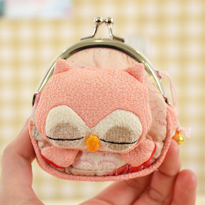 And The Wind Wings owl coin bag handbag in crepe with buckle and bottom, customized wallet ZB077