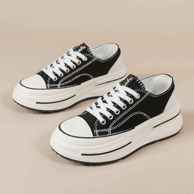 Fashionable Women's Thick-Soled Canvas Casual Shoes
