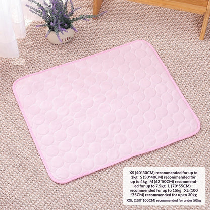 Pet sofa cooling ice silk temperature-lowering sleeping mat in blue floral design