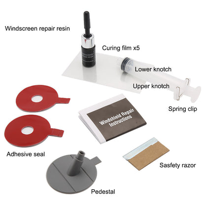 DIY car windshield repair kit with resin applicator tools for fixing chips and cracks DIY Car Windshield Repair Kit