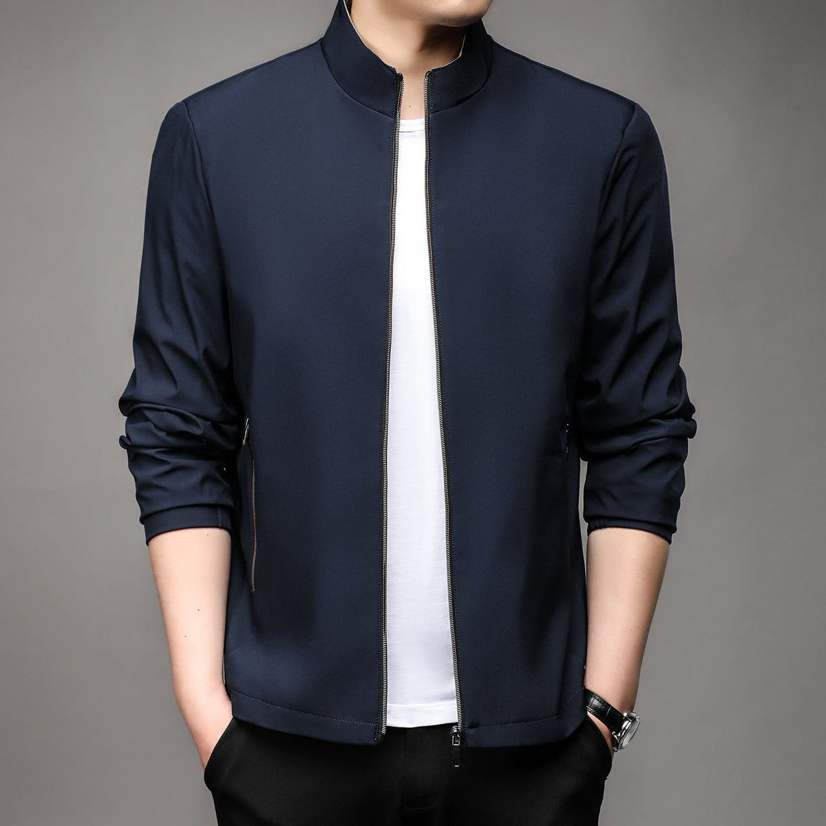 Men's dad-style loose casual jacket in a relaxed fit, front view by My Store