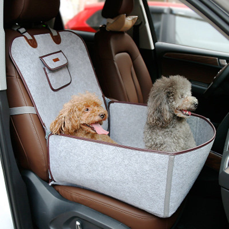 Retro dual-purpose pet car mat front seat cushion for dogs and cats, black waterproof cover