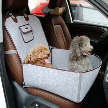 Retro dual-purpose pet car mat front seat cushion for dogs and cats, black waterproof cover