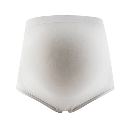 Thin breathable cotton postpartum belly support seamless underwear with cotton crotch, shown flat-lay