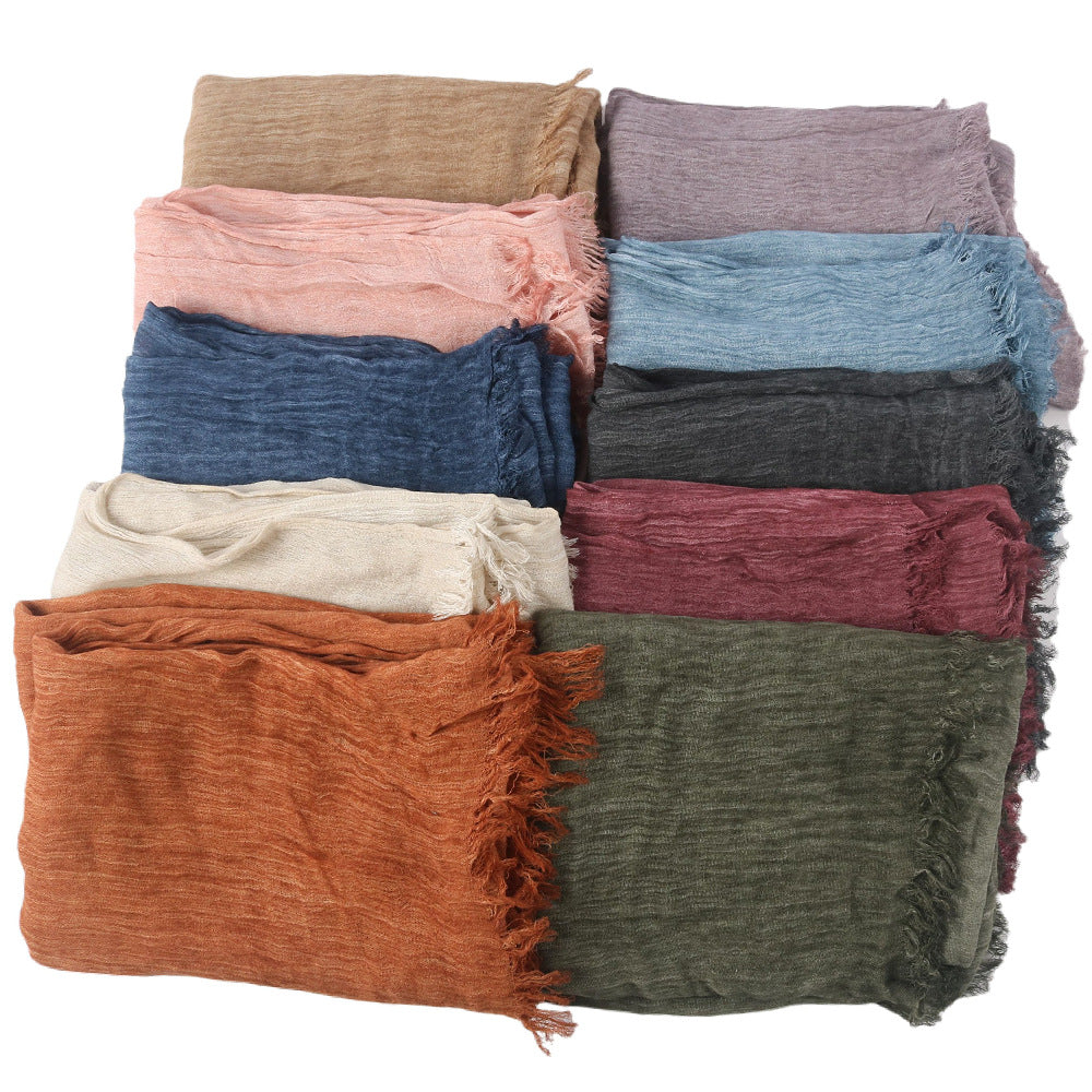 Women's solid-color pleated faux hijab by My Store