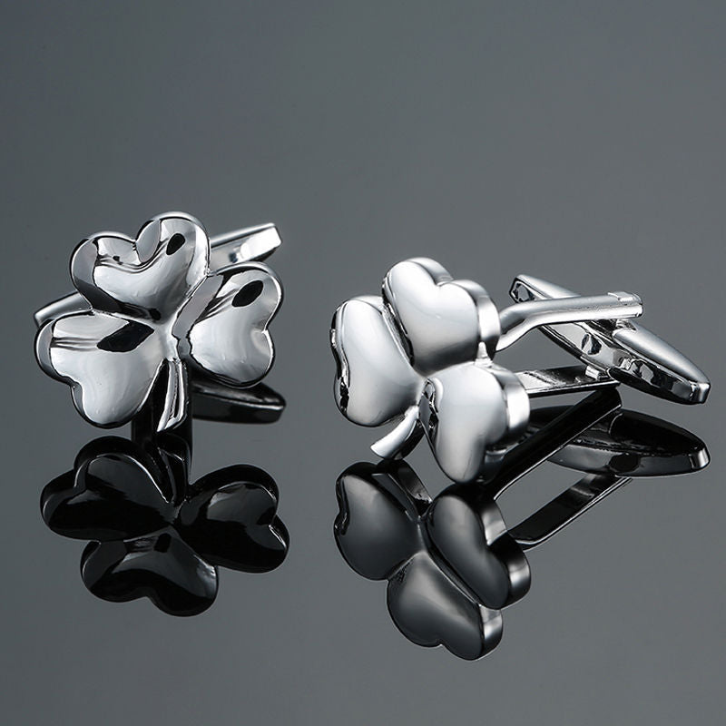 Grass rose gold and silver pattern cufflinks with a textured geometric design