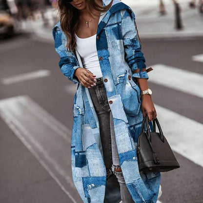 Women's fashion personality casual lapel mid-length trench coat in a classic silhouette