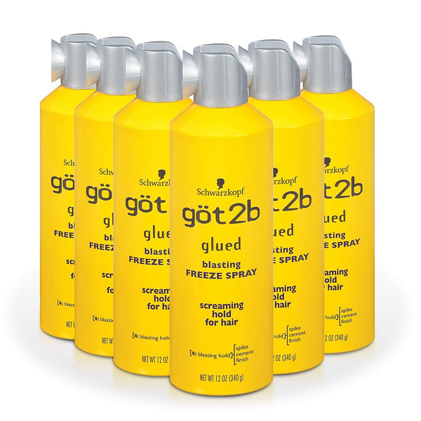 Got2b Glued Blasting Freeze Spray in 12 oz bottle, hair styling hair care product with strong hold and freezing effect.