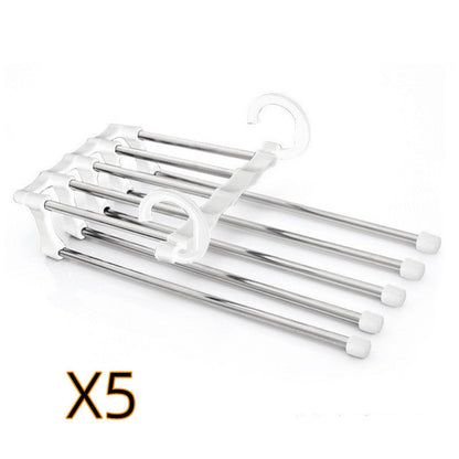 5-in-1 stainless steel multi-functional wardrobe hanger for clothes and pants rack