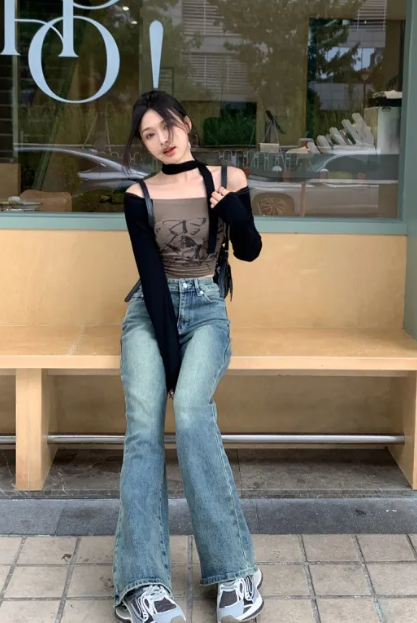 BackUpMyFilesNow® classic wide-leg jeans, showcasing high-waisted fit and relaxed wide-leg style in denim fabric.