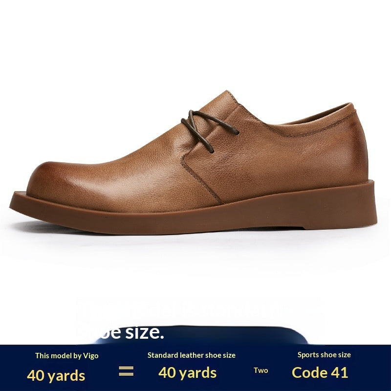 Men's breathable casual leather shoes in a classic low-top design; My Store brand