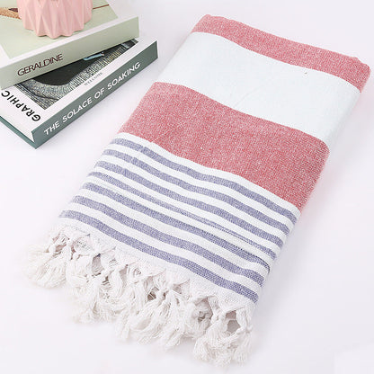 Striped cotton beach towel, 100x180cm, by My Store