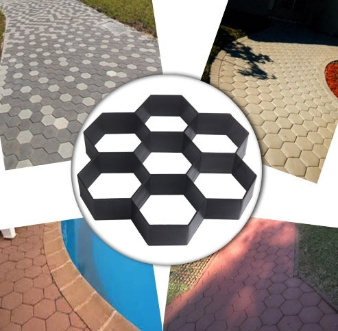 Ultralight DIY garden paving mould, hexagonal fancy concrete path mold in durable plastic