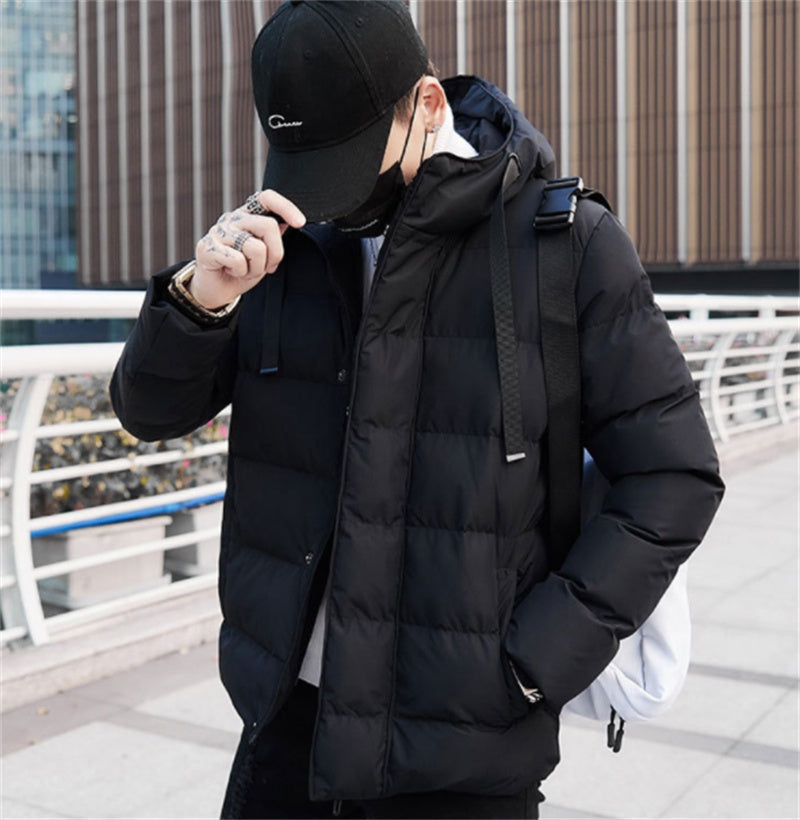 Men's winter fleece padded jacket with thick insulated design and integrated heating clothing features