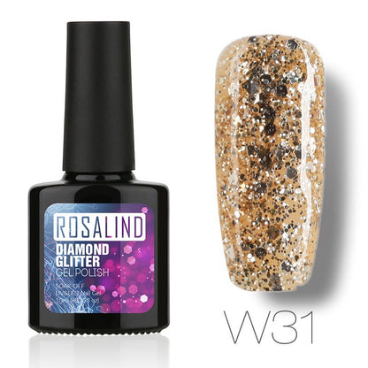Nail Diamond nail gel in a clear cosmetic jar, showing the sparkling gel texture and compact packaging