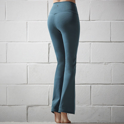 Yoga trumpet pants in a flared silhouette, displayed against a clean background
