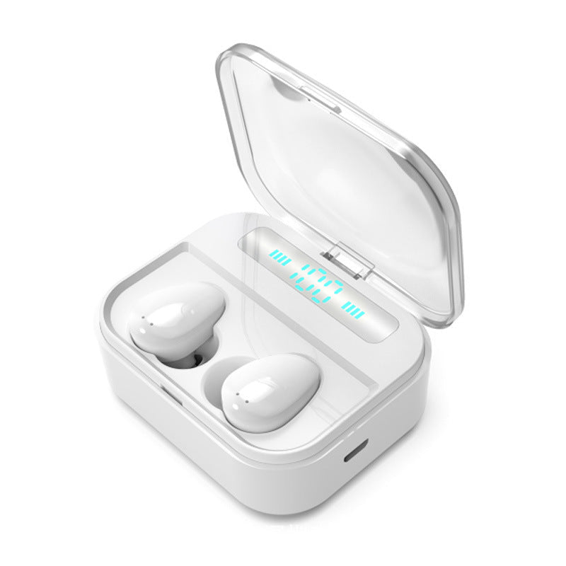 TWS wireless Bluetooth earphones with microphone, compact in-ear headphones in charging case