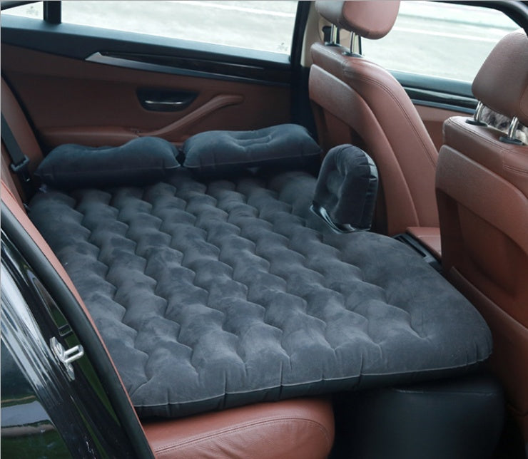 Car inflatable bed with cushioned sleeping surface and raised side bolsters for vehicle travel BCZOO