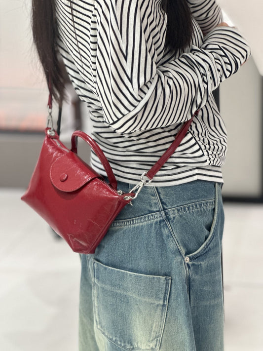 Badi Leather women's mini dumpling bag, top-layer cowhide shoulder crossbody phone bag and coin purse