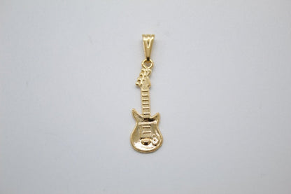 18K gold filled bass electric guitar pendant by MIA Jewelry, detailed jewelry accessory with musical instrument design.