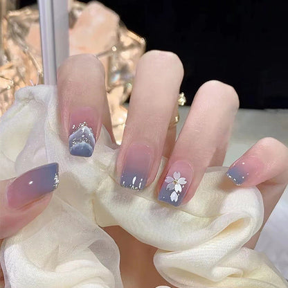 Blue graffiti pattern wearable fake nails by Ashionableashionable