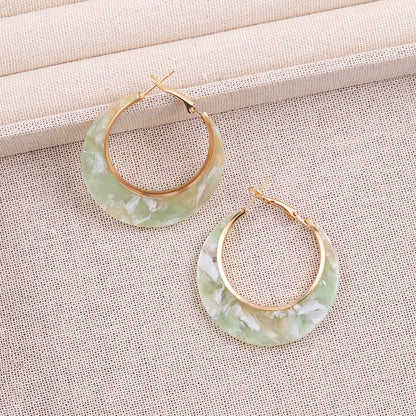 Designer Inspired Color Block Acetate Wide C Acrylic Stud Earrings