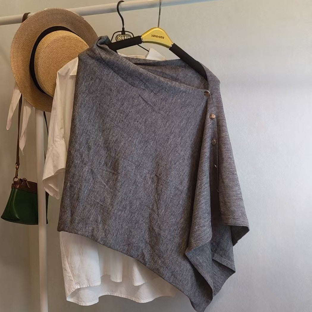 Vintage women’s slouchy knit shawl with a versatile draped design and sophisticated look