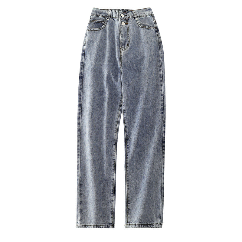 BackupMyFilesNow® Xuanya Classic Straight Jeans shown in a natural pose, featuring a timeless denim design with a straight-leg fit.