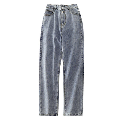 BackupMyFilesNow® Xuanya Classic Straight Jeans shown in a natural pose, featuring a timeless denim design with a straight-leg fit.