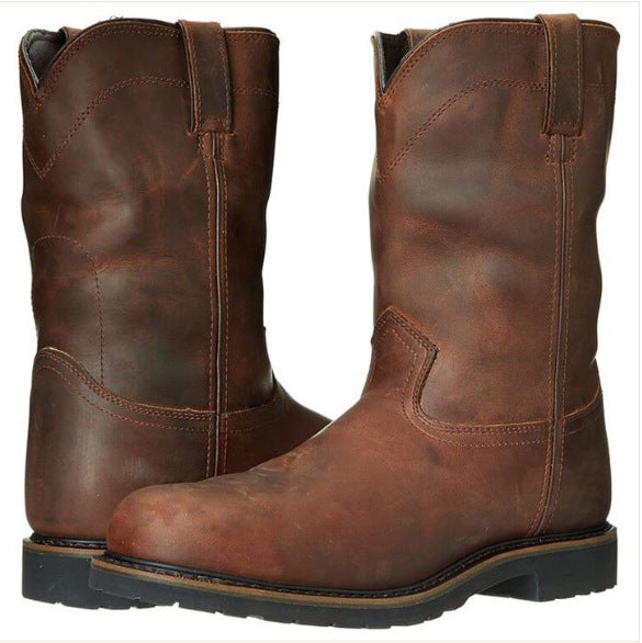 Retro tea-colored men's versatile casual boots in a classic ankle-high design